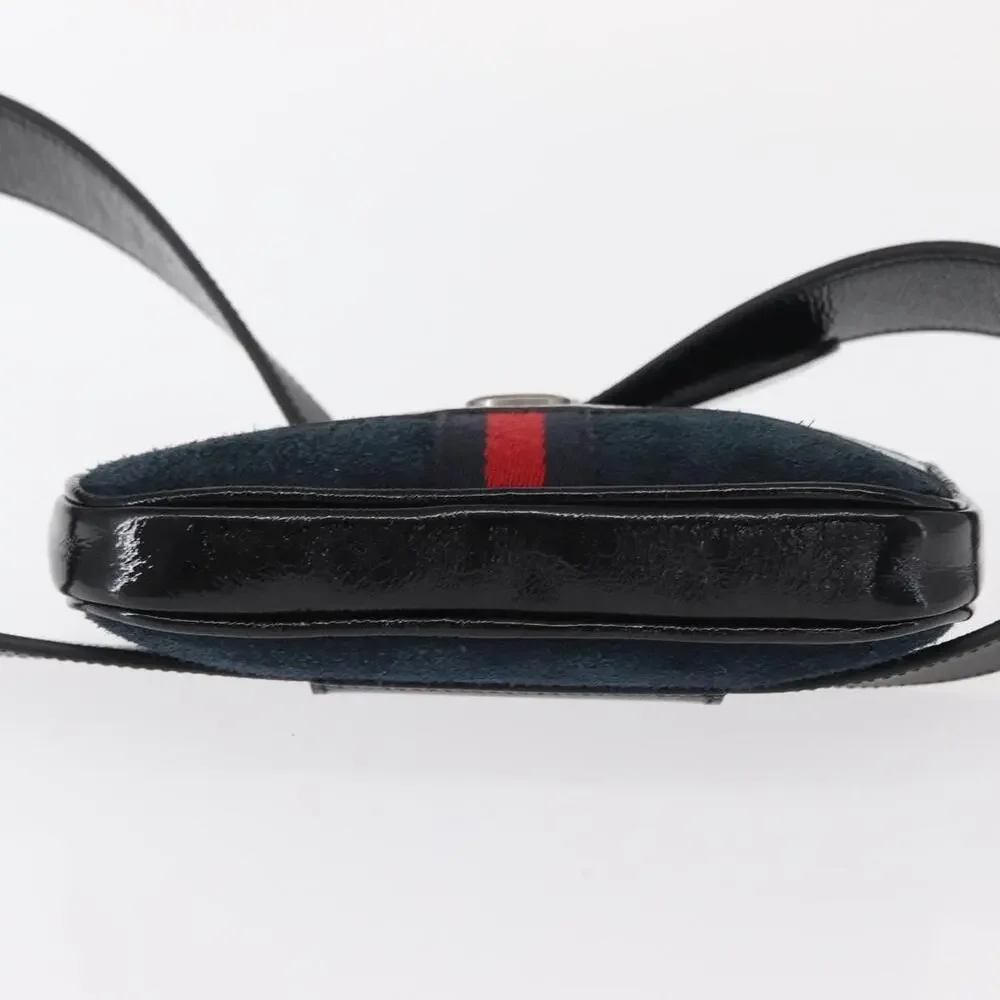Gucci Suede Web Enamel Waist Bag Navy
